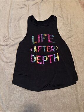 Women’s Black Tank Top with Rainbow 'Life After Depth' Graphic